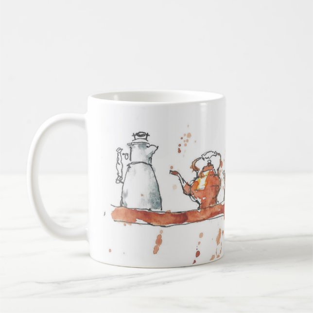 Teapots on a mug (Left)
