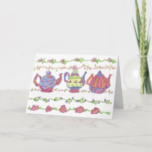 Teapots Tea Time Flowers Invitation