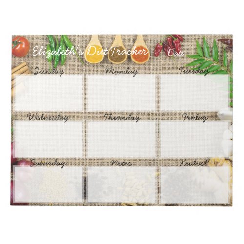 Tear Away Diet Food Tracker Weekly Planner Notepad