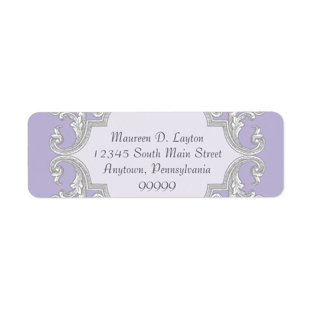 Tear Drop Lace, Lavender Matching Address Labels (Front)