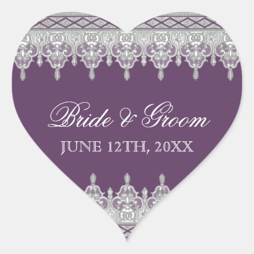 Tear Drop Lace Lavender Wedding Seal or Sticker