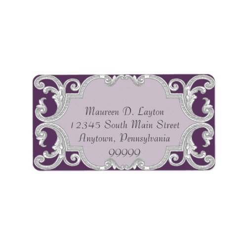 Tear Drop Lace Plum Purple Matching Address Labels