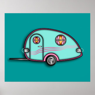 Tear Drop RV Travel Trailer 24 X 39 ARCHIVAL PRINT