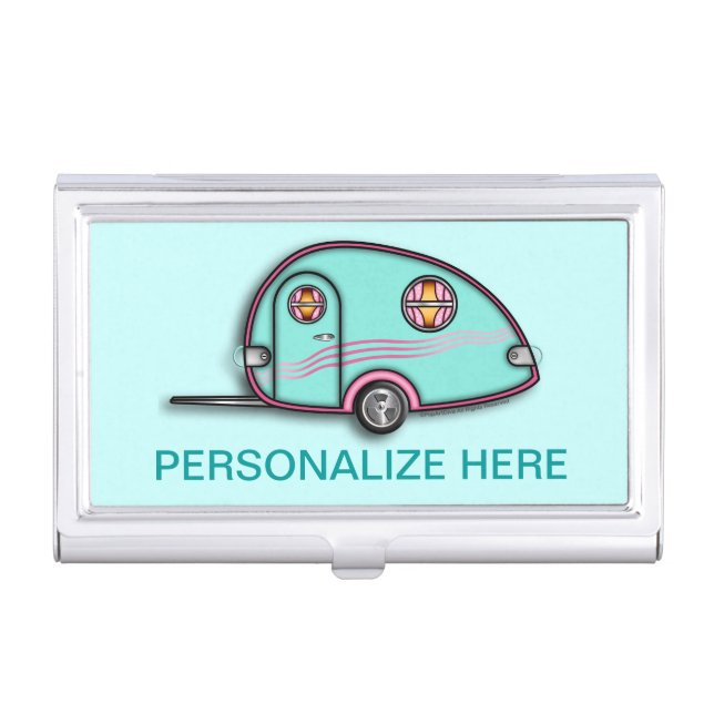 Tear Drop RV Travel Trailer BUSINESS CARD HOLDER (Front)