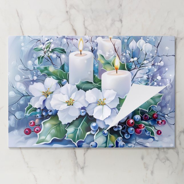 Tearaway Christmas Florals Paper Placemats (Folded)