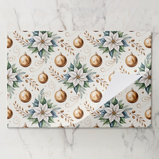 Tearaway Christmas Florals Paper Placemats (Folded)