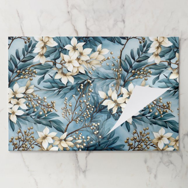 Tearaway Christmas Florals Paper Placemats (Folded)