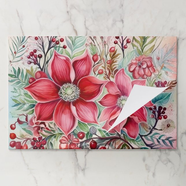 Tearaway Christmas Florals Paper Placemats (Folded)