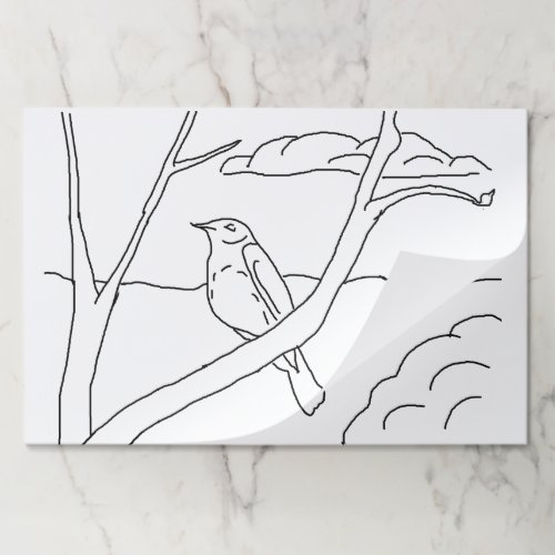 Tearaway pad _ Bird in Bare Branches to Color