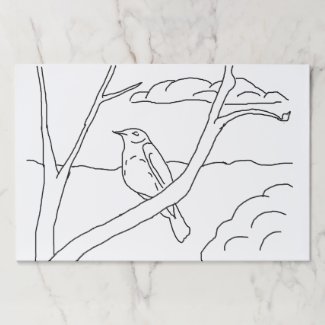 Tearaway pad - Bird in Bare Branches to Color