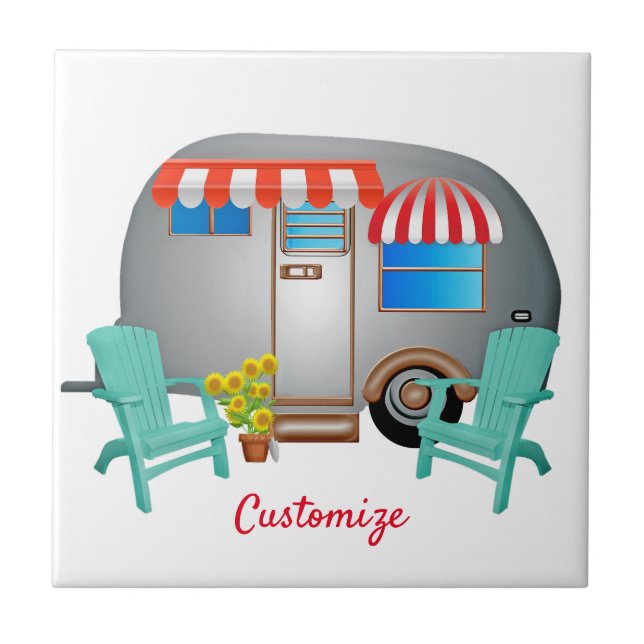 Teardrop Caravan Camper Thunder_Cove  Ceramic Tile (Front)