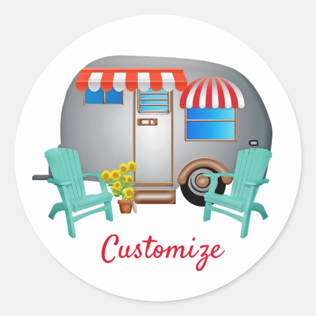 Teardrop Caravan Camper Thunder_Cove Classic Round Sticker (Front)