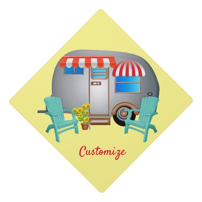 Teardrop Caravan Camper Thunder_Cove  Graduation Cap Topper (Front)