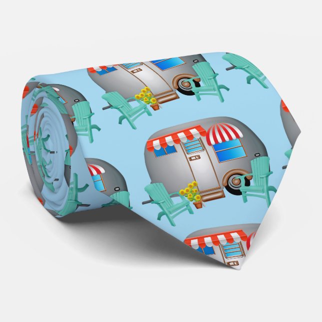 Teardrop Caravan Camper Thunder_Cove Neck Tie (Rolled)