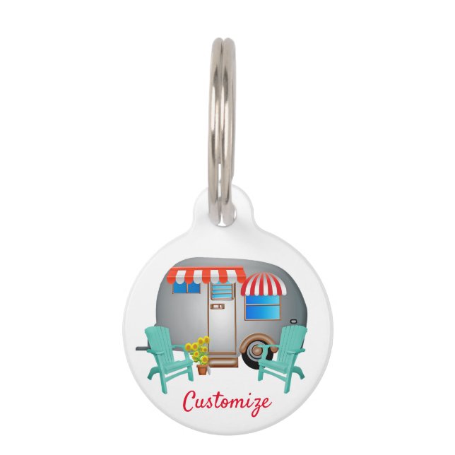 Teardrop Caravan Camper Thunder_Cove Pet ID Tag (Front)
