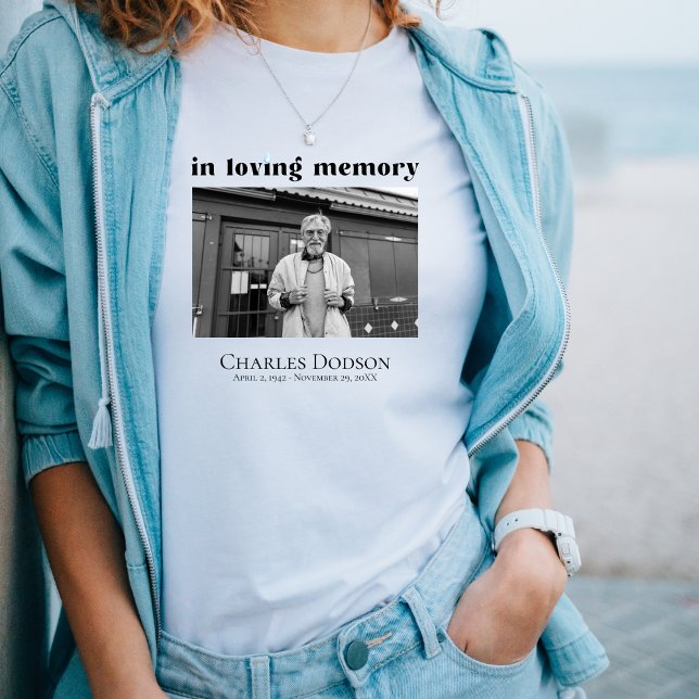 Teardrop Cloud Funeral Photo Memorial T-Shirt (Creator Uploaded)