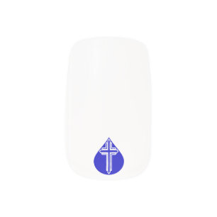 Teardrop Cross on Blue Minx Nail Wraps