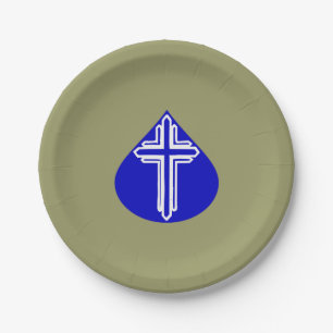 Teardrop Cross on Blue Paper Plates