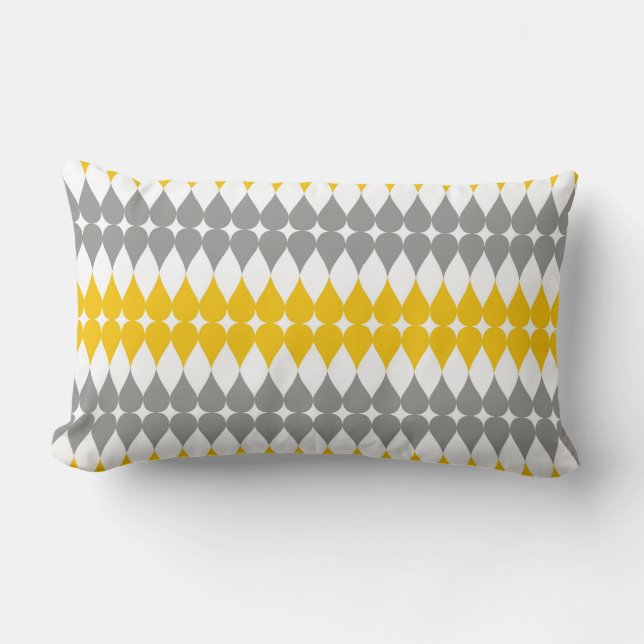 Teardrop Geometric Pattern Yellow And Gray Lumbar Pillow (Front)