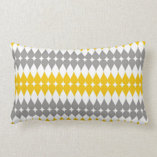 Teardrop Geometric Pattern Yellow And Gray Lumbar Pillow