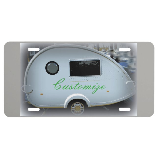 Teardrop gypsy caravan happy glamping  On caravan License Plate (Front)