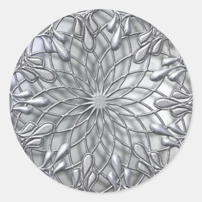 Teardrop Jeweled Silver Sticker (Front)