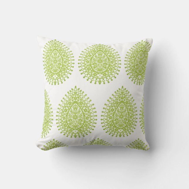 Teardrop  Paisley Motif Throw Pillow (Front)
