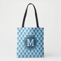 Teardrop Pattern Personalize Name Blue Monogram Tote Bag