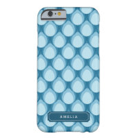 Teardrop Pattern Shades of Blue Personalize Name Barely There iPhone 6 Case