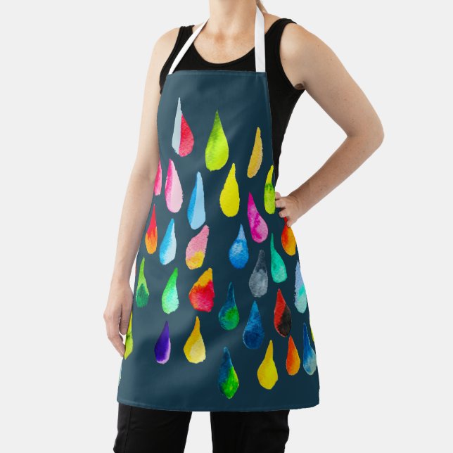 Teardrops watercolor colorful whimsical apron (Insitu)