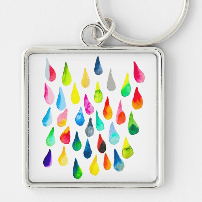 Teardrops watercolor colorful whimsical keychain (Front)