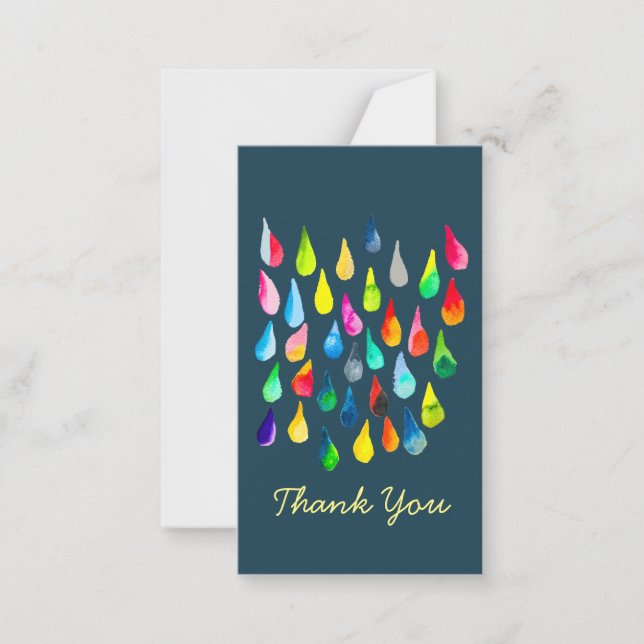 Teardrops watercolor colorful whimsical note card (Front)