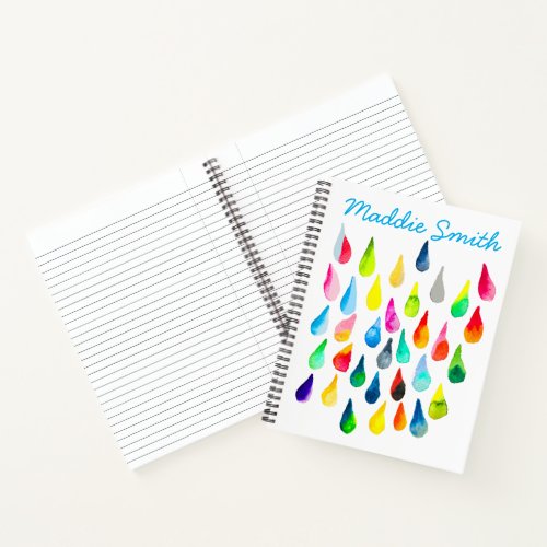 Teardrops watercolor colorful whimsical notebook