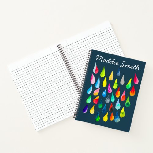 Teardrops watercolor colorful whimsical notebook