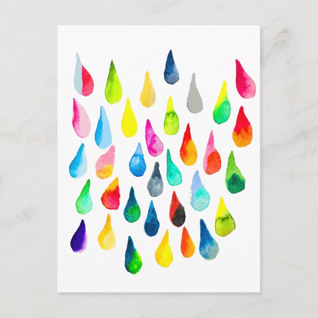 Teardrops watercolor colorful whimsical postcard (Front)