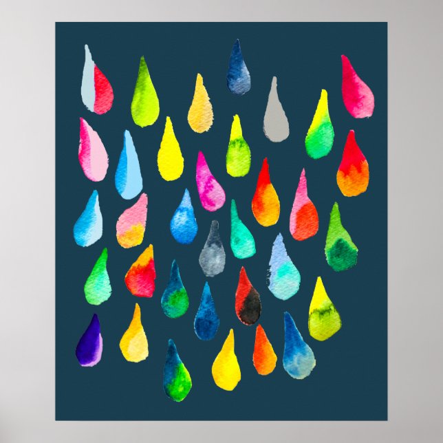 Teardrops watercolor colorful whimsical poster (Front)