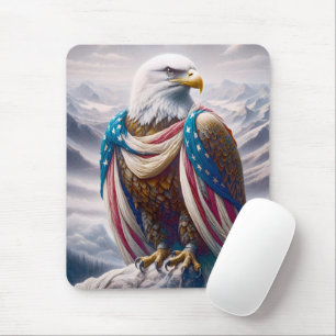 Tearful Bald Eagle With American Flag Mouse Pad
