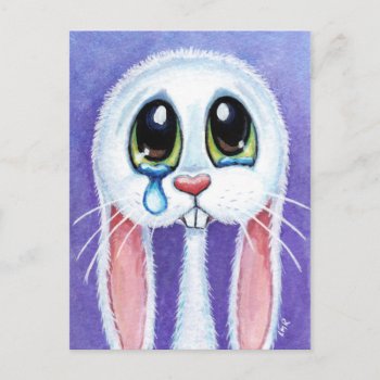 Tearful Sad Bunny Rabbit Postcard by LisaMarieArt at Zazzle