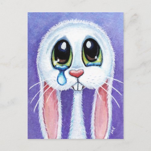 Tearful Sad Bunny Rabbit Postcard