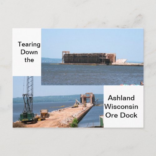 Tearing Down The Ashland Wisconsin Ore Dock Postcard