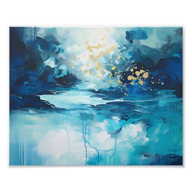 Tears of Azure Blue Abstract Photo Print (Front)