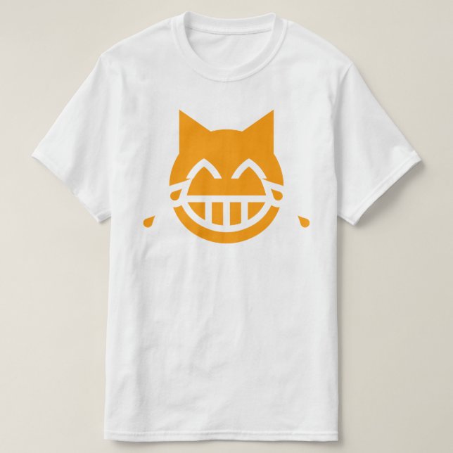 Tears of Joy Emoji Cat T-Shirt (Design Front)