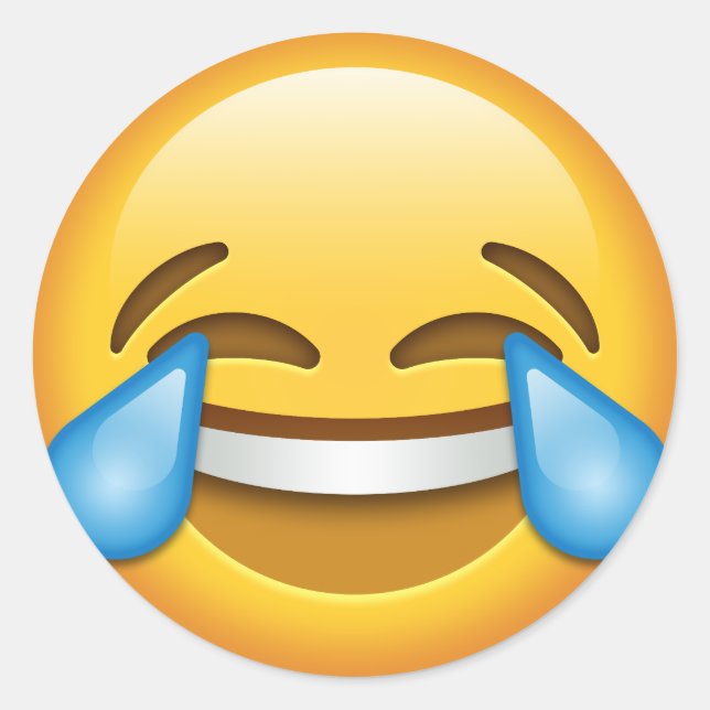 Tears of Joy emoji funny Classic Round Sticker (Front)
