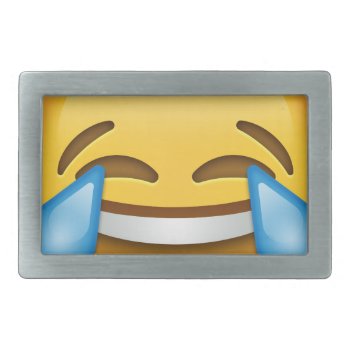 Tears Of Joy Emoji Funny Rectangular Belt Buckle by OblivionHead at Zazzle
