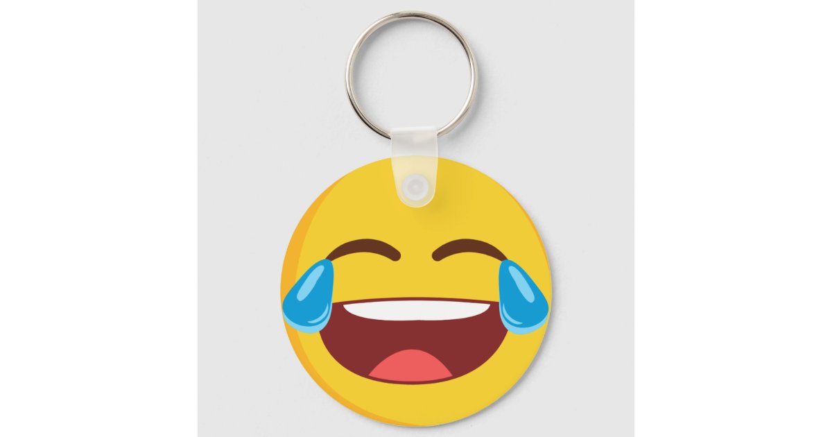 Tears of Joy Face Emoji Button Keychain | Zazzle