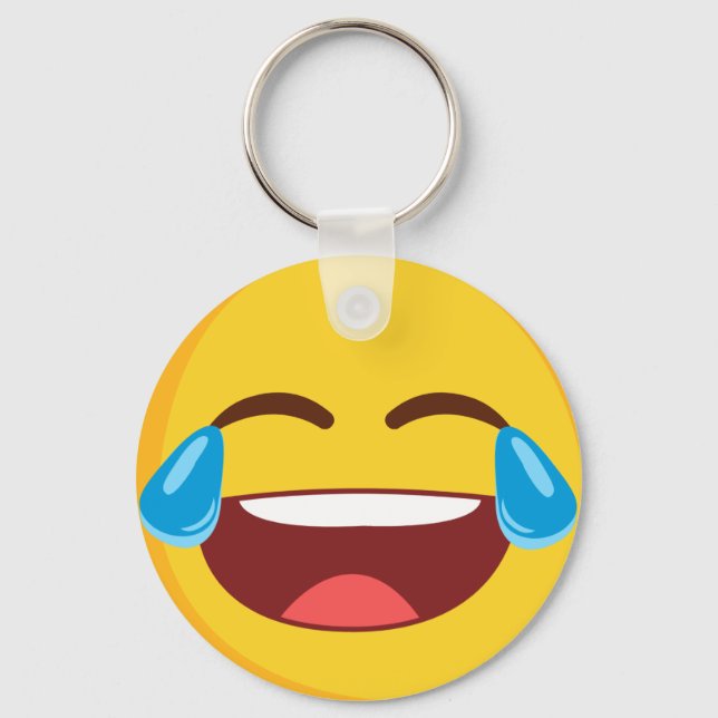 Tears of Joy Face Emoji Button Keychain (Front)