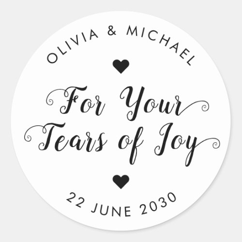 Tears of Joy Modern Elegant Rustic Wedding Tissue Classic Round Sticker