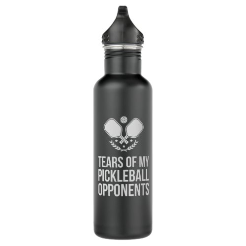 Tears of My Pickleball Opponents Custom Name Black Stainless Steel Water Bottle