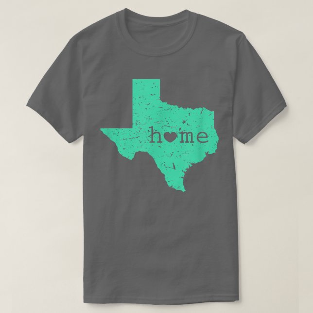 Teas Home Is Where the Heart Is Distressed Map T  T-Shirt (Design Front)
