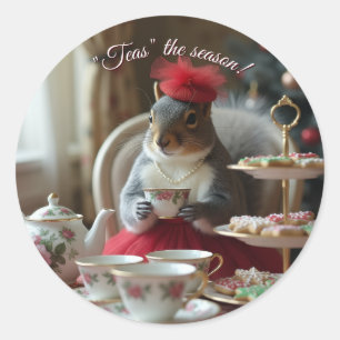 "Teas" the Season  Classic Round Sticker